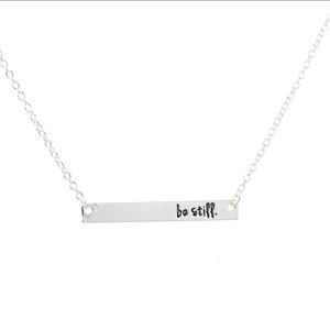 ‘Be Still’ Silver Plated Bar Necklace